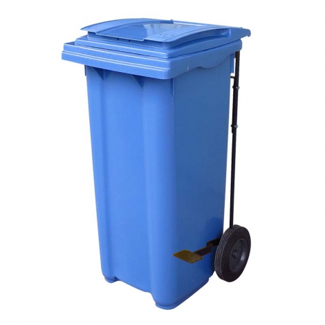 腳踏式二輪回收托桶(藍) 120L