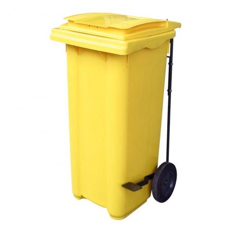 腳踏式二輪回收托桶(黃) 120L